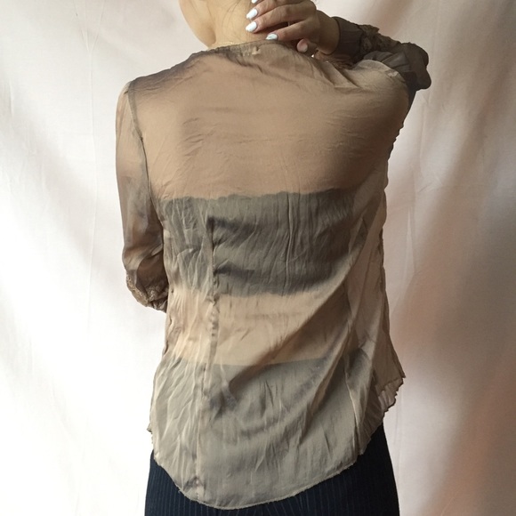 SHEER LACY LACE-UP BLOUSE - Picture 3 of 5